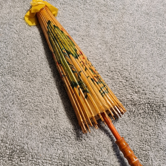 Vintage Japanese Rice Paper Oriental Parasol Umbre - Picture 2 of 6